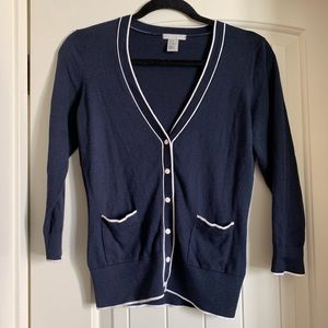 H&M navy and white cardigan xs